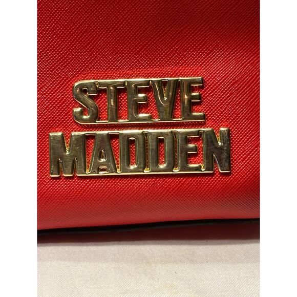 Steve Madden Logo Women’s Zip Crossbody Shoulder Bag designer Cherry Red Evening - Picture 4 of 11